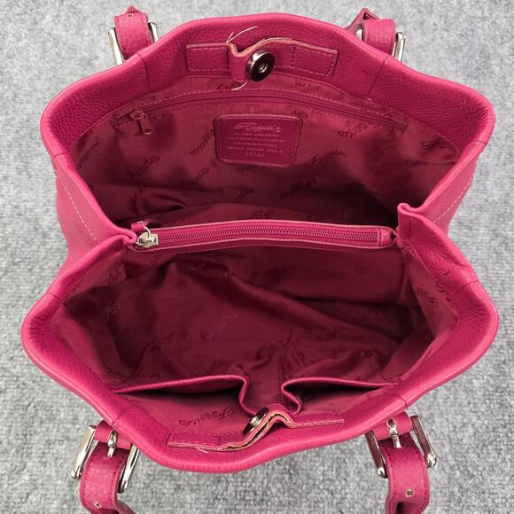 Fossil Pebbled Leather Satchel Bag Womens Fuchsia Pink Tote Handbag 75082 - Picture 8 of 16
